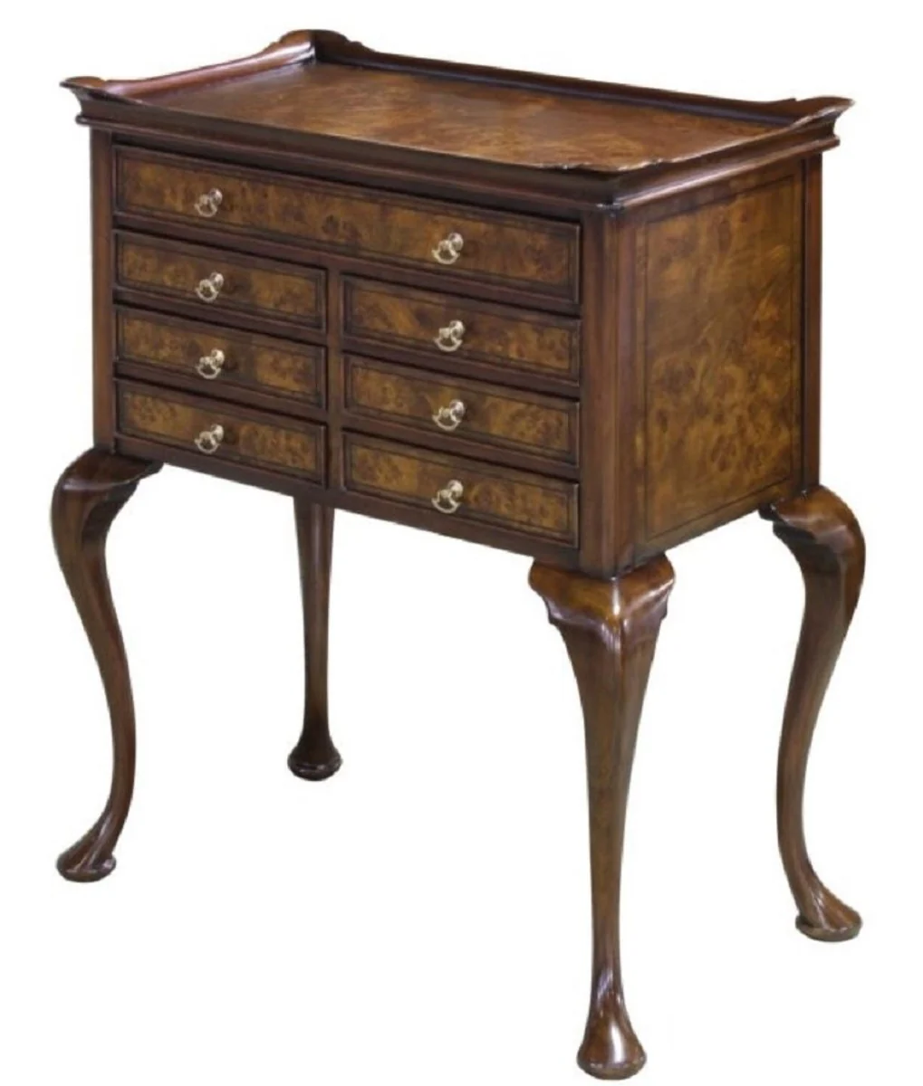 Casa Padrino Aparador de Joyas Art Nouveau de Lujo Marrón / Marrón Oscuro 61 x 35 x H. 72 cm - Gabinete de Joyas con 7 Cajones