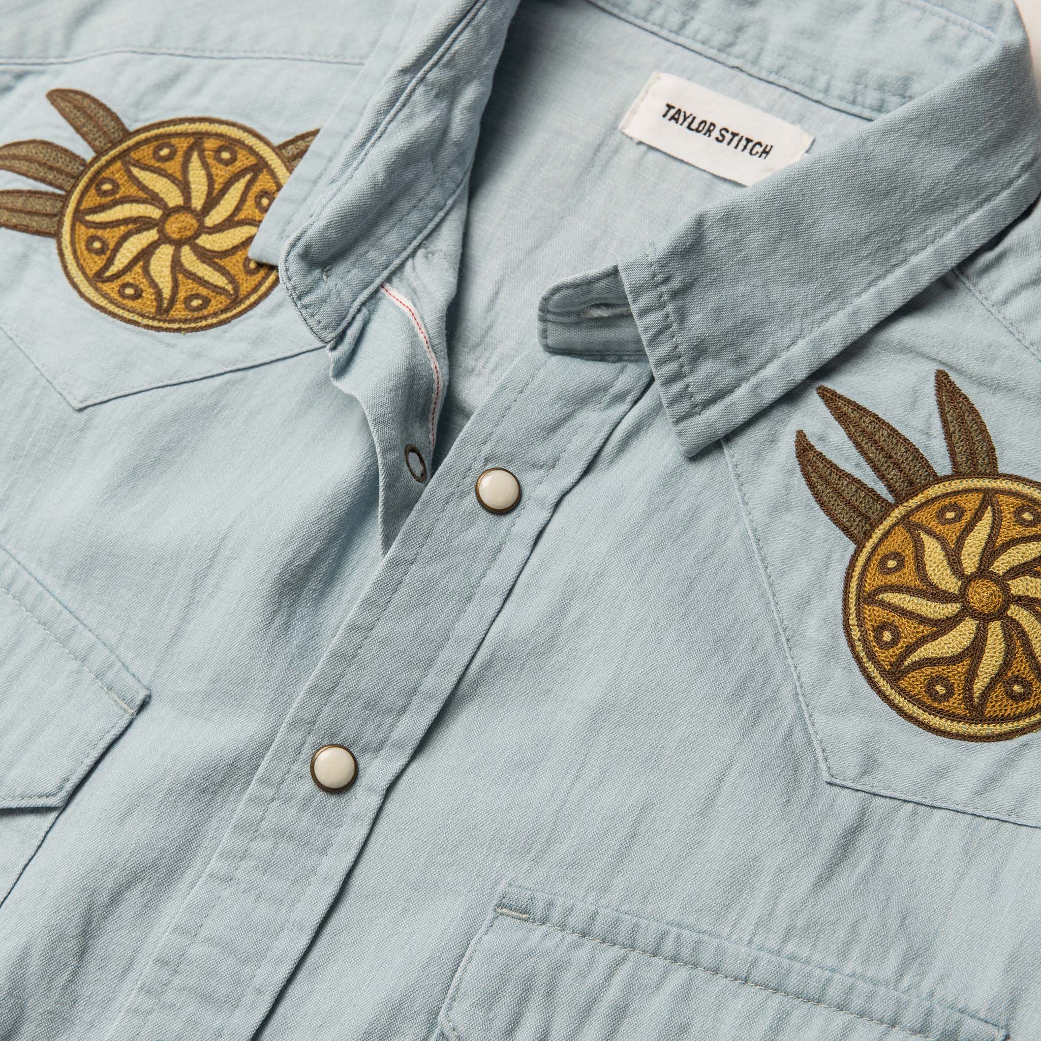 The Embroidered Western Shirt in Washed Selvage