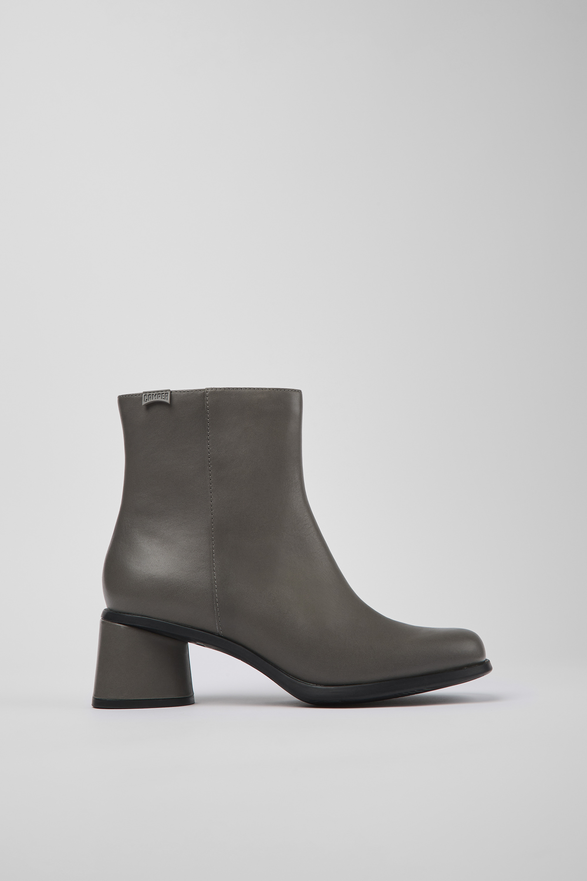 Kiara - Gray leather and recycled PET boots for women