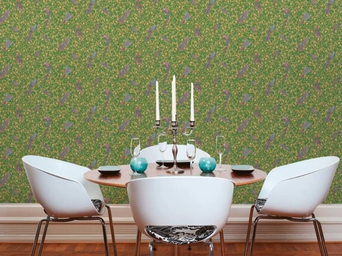 Papel Pintado no Tejido Barroco de Diseño Versace IV 37053-3 - Verde / Oro / Azul / Violeta - Papel Pintado de Diseño - Alta Calidad