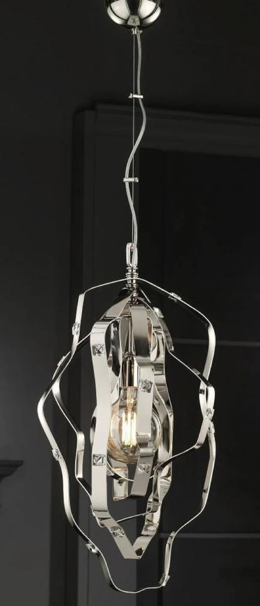 Casa Padrino lámpara colgante de lujo plata 34 x 34 x A. 68 cm - Lámpara colgante regulable en altura de latón - Luces de Lujo - Calidad de Lujo