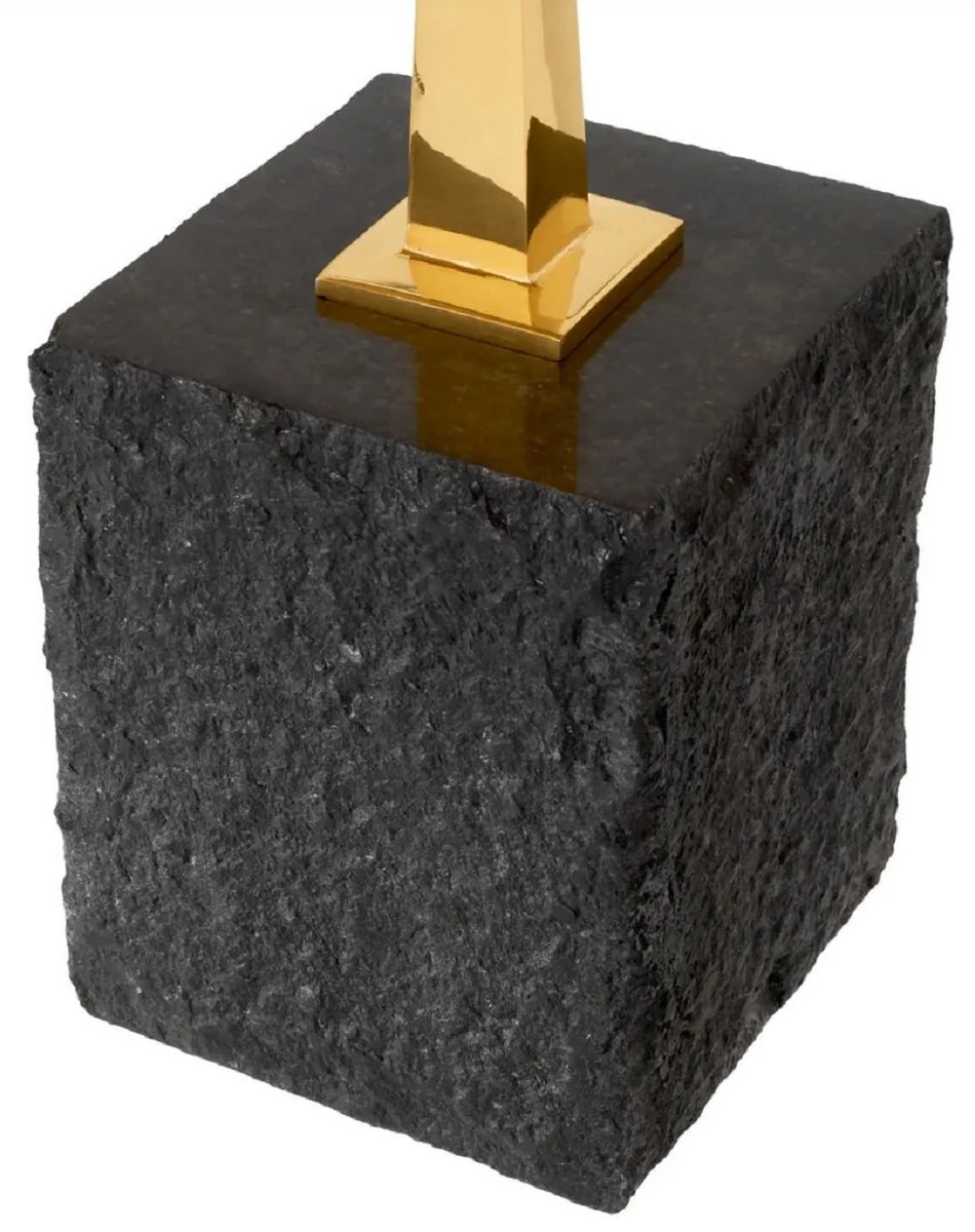 Casa Padrino mesa auxiliar de lujo lat¨®n / negro 56 x 36 x A. 50 cm - Mesa ovalada de lat¨®n con base de granito - Muebles de lujo - Muebles de sal¨®n - Interiores de sal¨®n de lujo