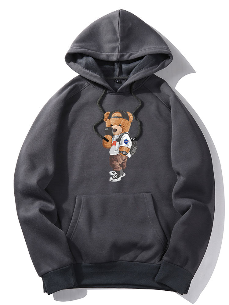Selfie Bear Print Hoodie