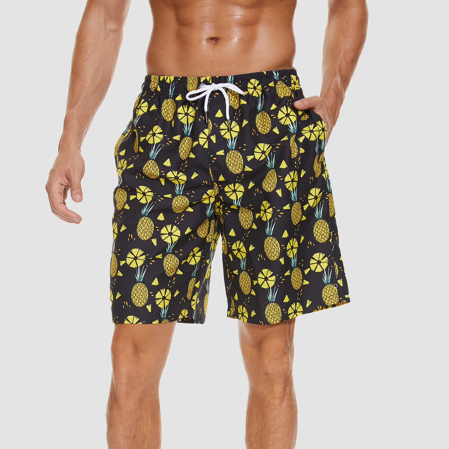 Swimming Trunks with Mesh Liner Quick Dry Funny Beachwear Shorts