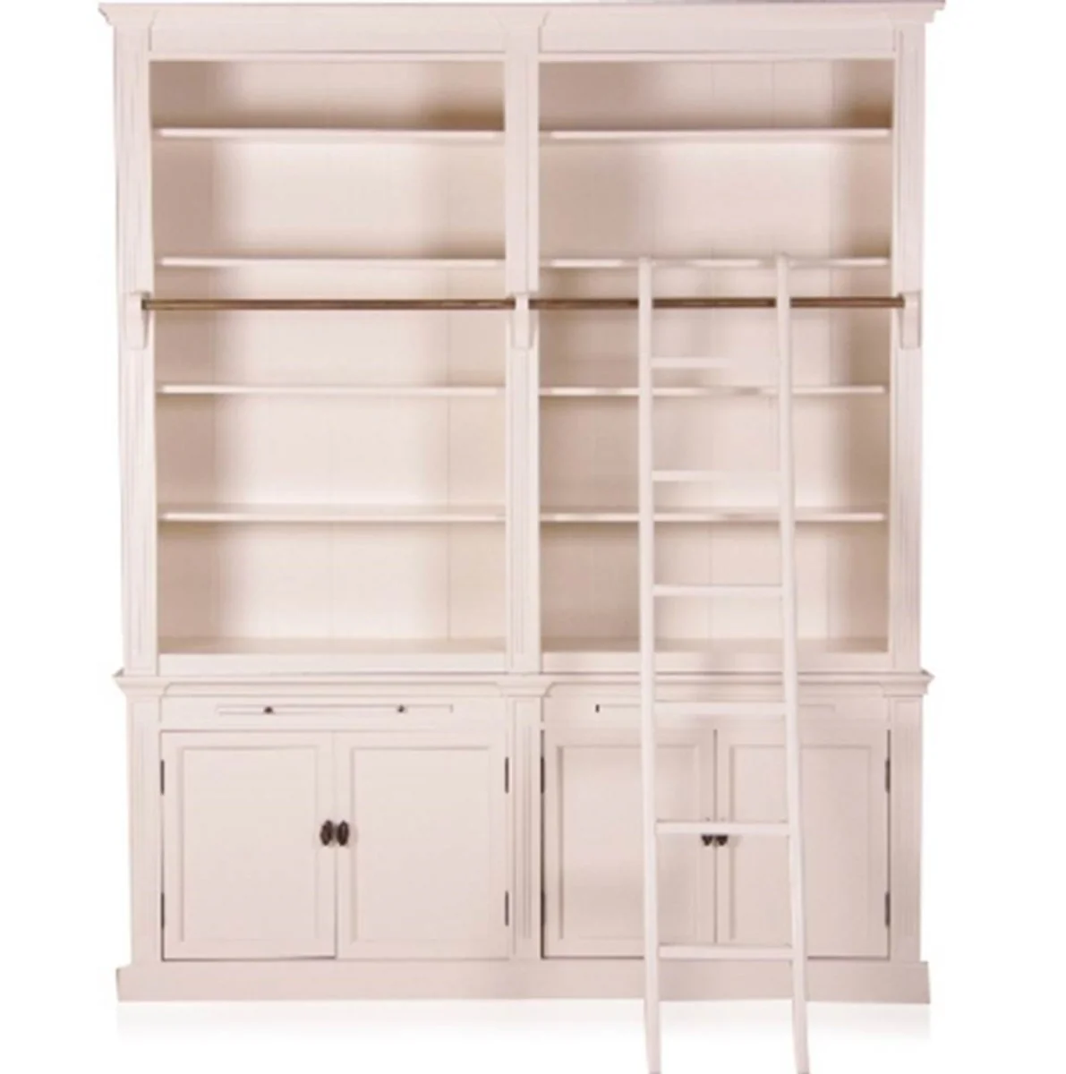 Casa Padrino bookshelf country-style (B 200 x T 36 x H 240) with conductors (H 200 cm) white antique look - shabby-chic rack cabinet, bookcase