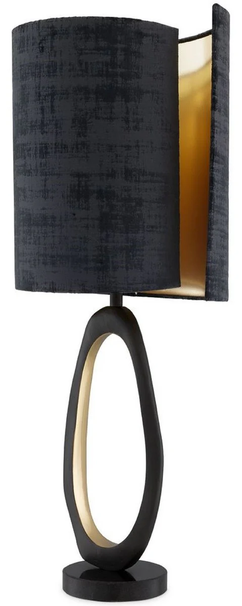 Casa Padrino lámpara de mesa de lujo negro / latón / oro Ø 32 x A. 85 cm - Lámpara de escritorio moderna con base de granito - Lámparas de Lujo