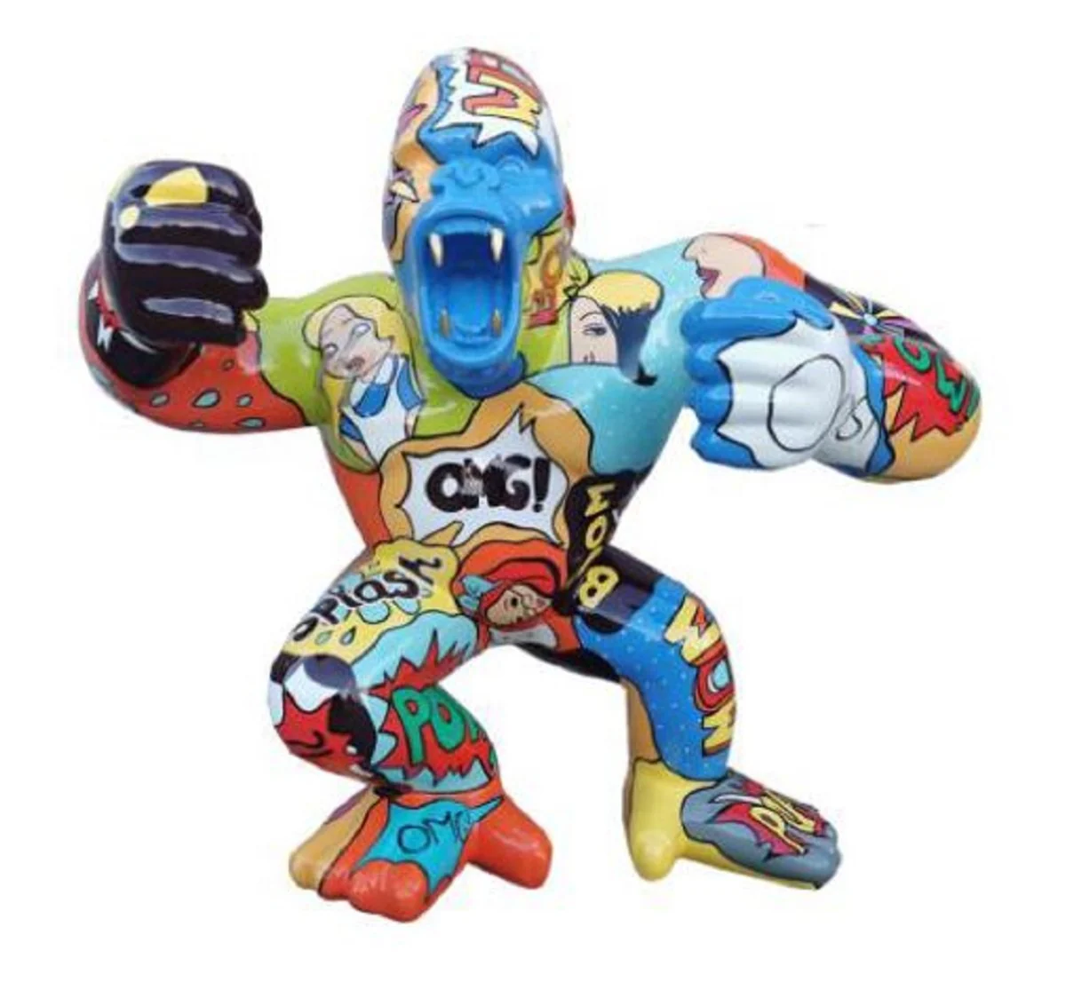 Casa Padrino escultura decorativa de diseño mono gorila colorido 80 x 40 x A. 70 cm - Figura decorativa resistente a la intemperie - Decoración Salón Terraza Jardín