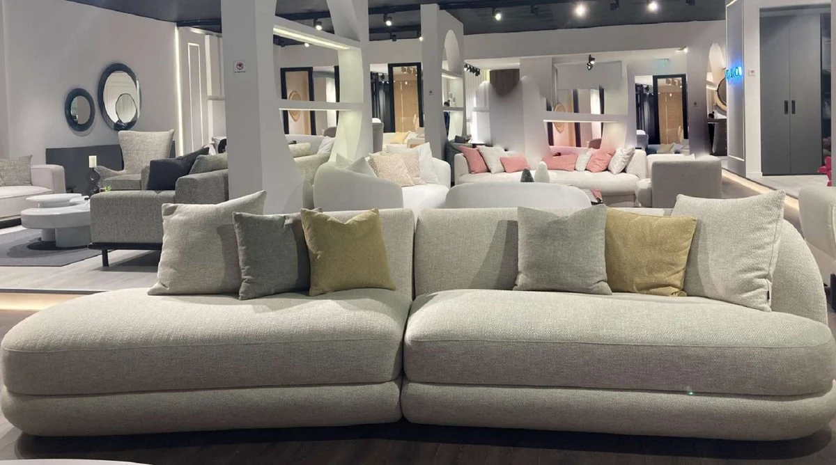 Casa Padrino sof¨¢ de lujo gris 172 x 100 x A. 82 cm - Sof¨¢ de sal¨®n curvo - Sof¨¢ de hotel - Muebles de sal¨®n - Muebles de hotel - Muebles de lujo - Interiores de lujo - Interiores de sal¨®n