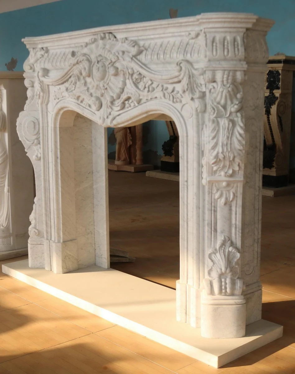 Casa Padrino marco de chimenea de m¨¢rmol barroco de lujo blanco 200 x A. 160 cm