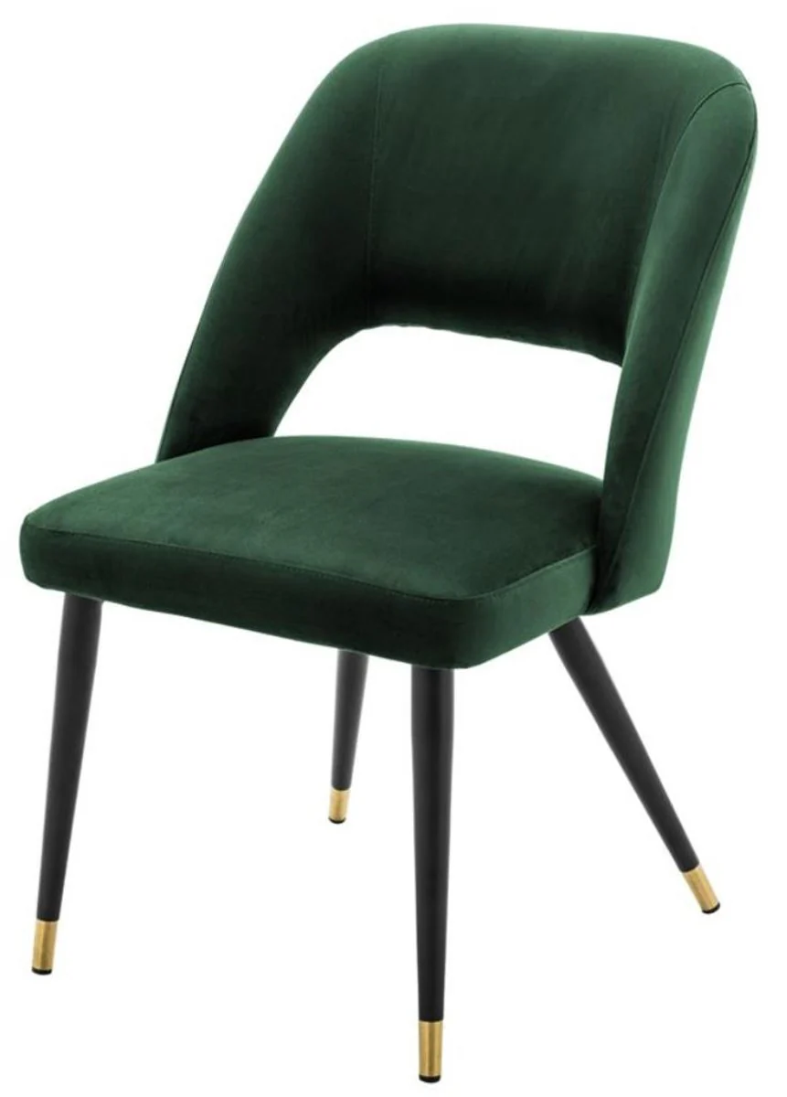 Casa Padrino luxury dining chair green / black 52 x 58 x H. 85 cm - Luxury Dining Room Furniture