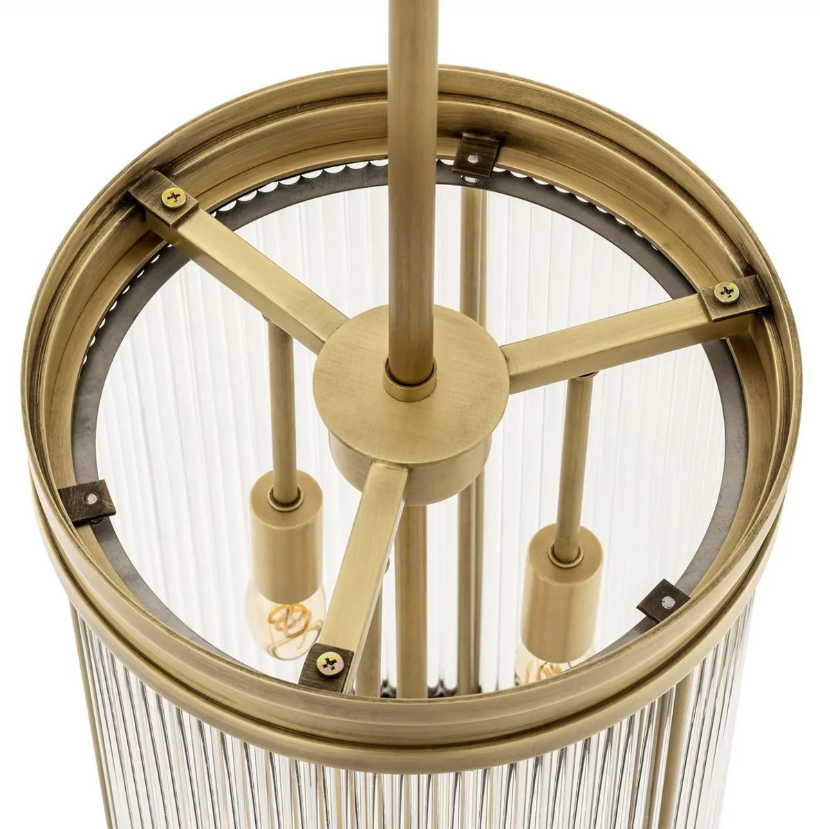 Casa Padrino lámpara colgante de lujo latón antiguo Ø 27,5 x A. 49 cm - Lámpara colgante con pantalla redonda de vidrio - Lámpara colgante de salón - Iluminación de lujo - Calidad de lujo