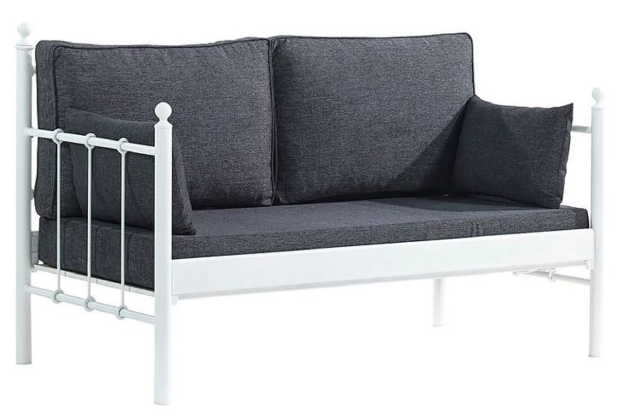 Casa Padrino sof¨¢ de jard¨ªn Art Nouveau blanco / gris oscuro 140 x 70 x A. 92 cm - Sof¨¢ de Jard¨ªn - Sof¨¢ de Terraza - Muebles de Jard¨ªn y Terraza Art Nouveau