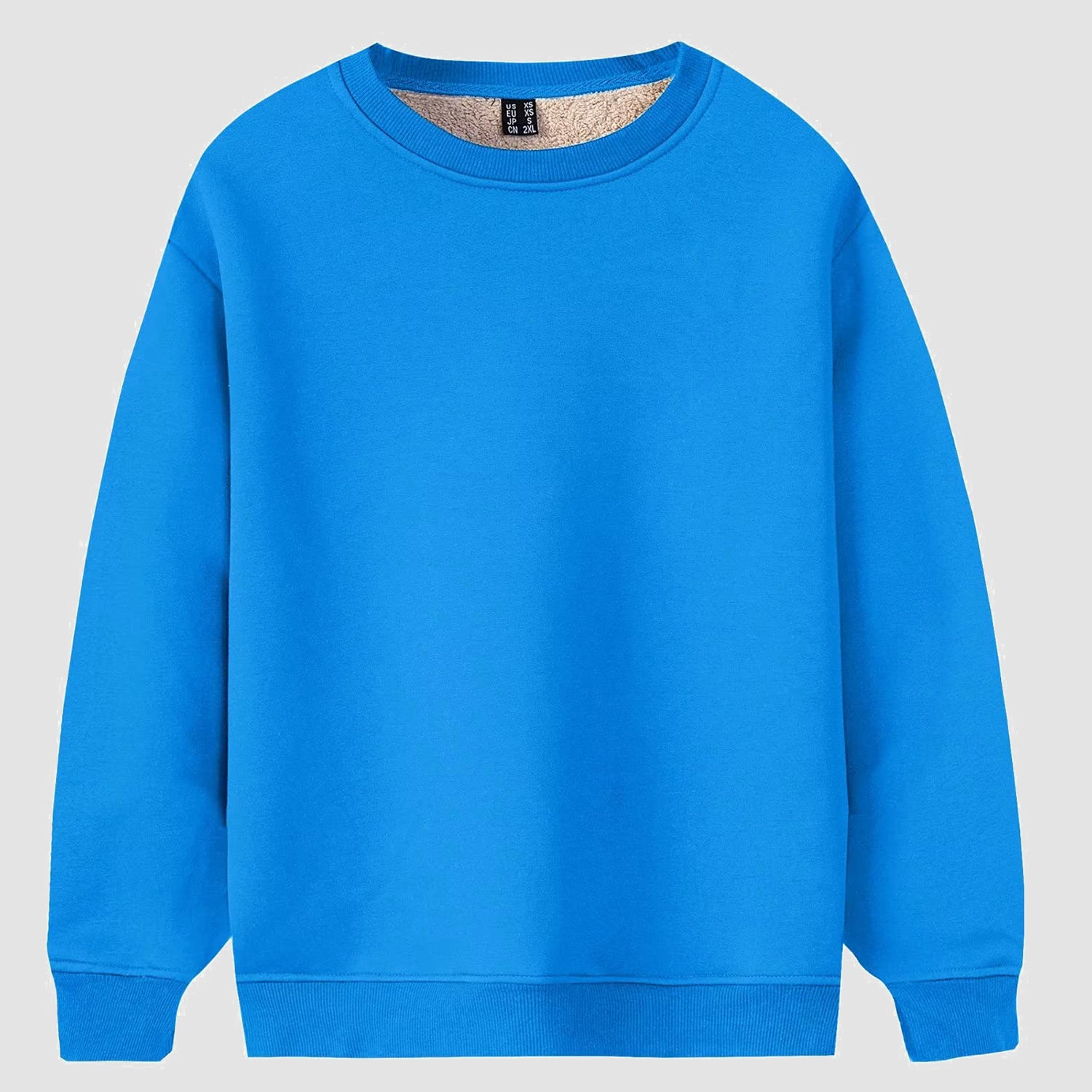 Men's Fleece Lined Sweatshirts Pullover Basic Tops Warm Crewneck Winter Sweater Underwear