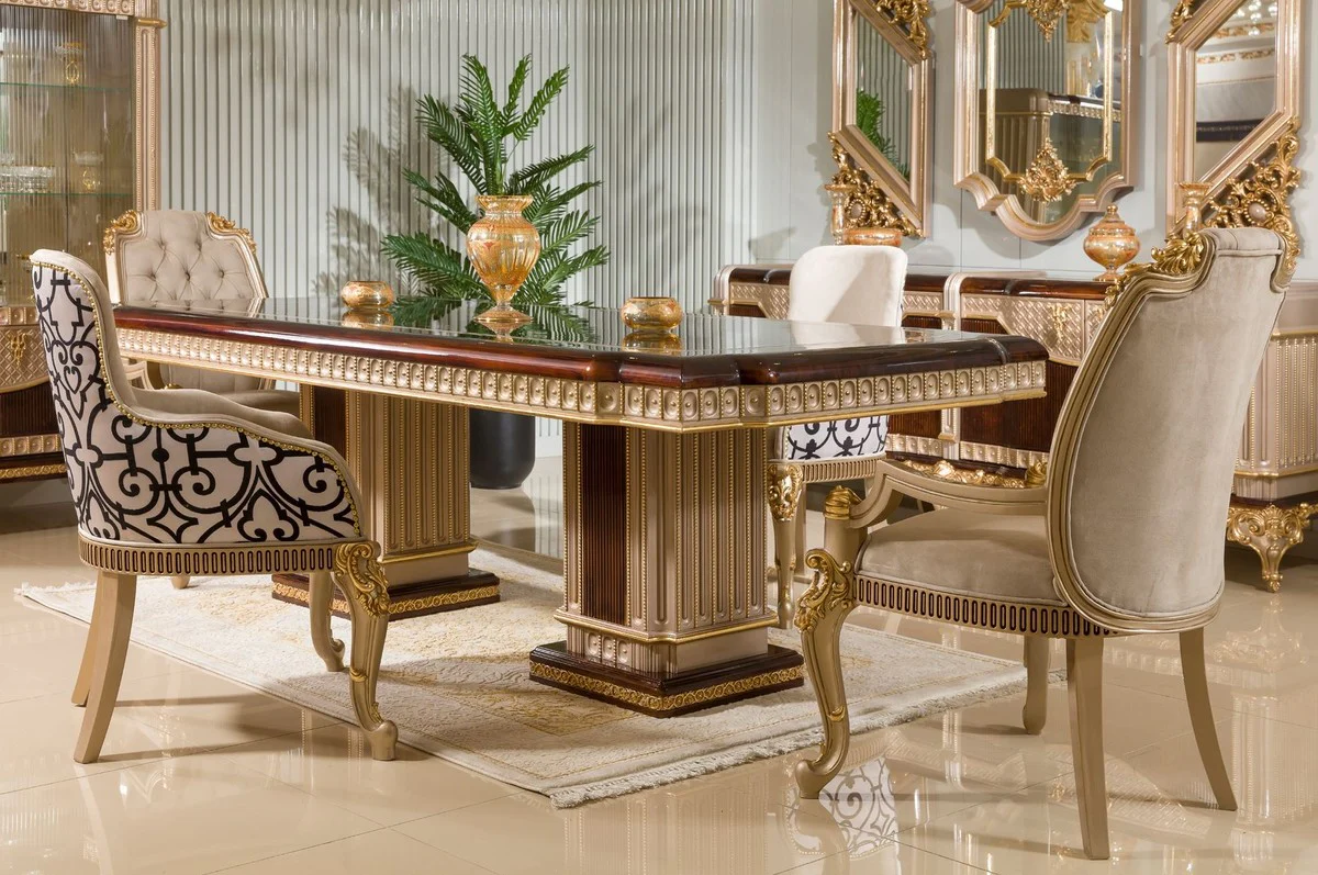 Casa Padrino conjunto de muebles de comedor barroco de lujo marr¨®n oscuro / gris / oro