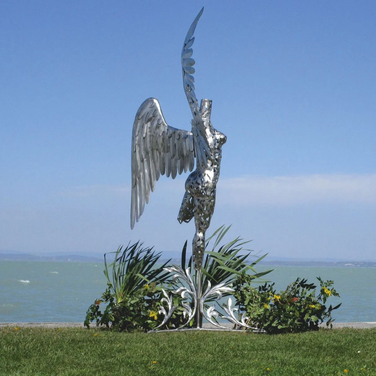 Casa Padrino escultura decorativa de lujo ¨¢ngel plata A. 230 cm - Figura gigante de jard¨ªn