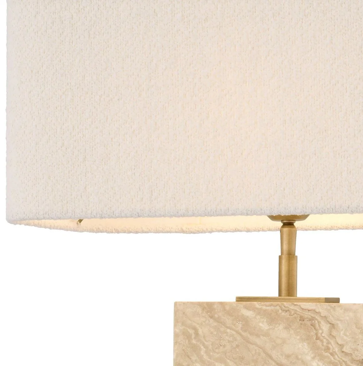 Casa Padrino lámpara de mesa de lujo beige / latón antiguo / crema 46 x 22 x A. 68 cm - Lámpara de escritorio de travertino con pantalla rectangular - Lámparas de lujo - Colección de lujo