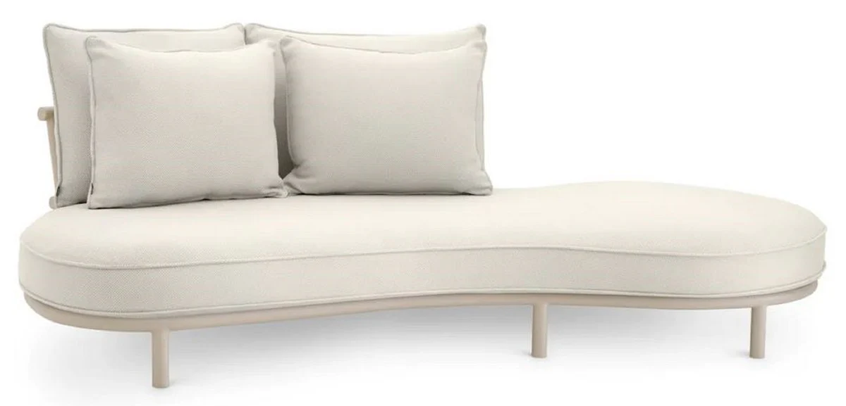 Casa Padrino sof¨¢ de exterior de jard¨ªn de lujo lado izquierdo blanco gris / arena 220 cm - Muebles de jard¨ªn de lujo