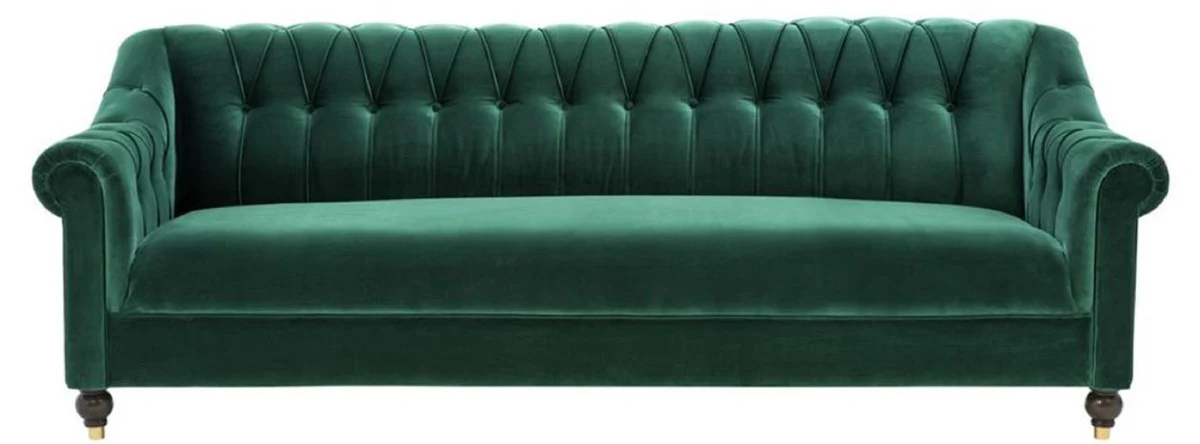 Casa Padrino sof¨¢ de la sala de estar Chesterfield de lujo verde / marr¨®n / oro 230 x 90 x H. 81,5 cm - Calidad de Lujo
