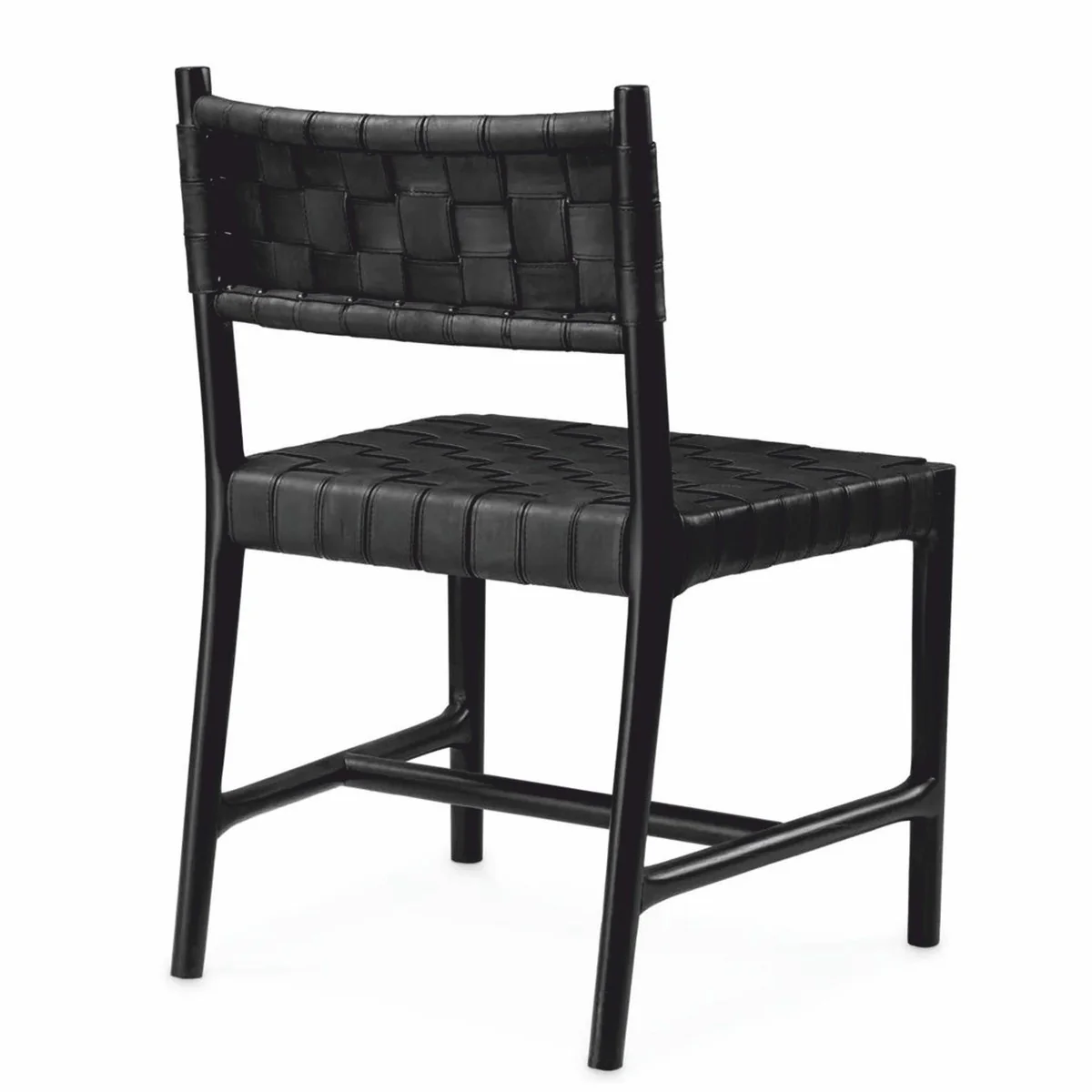 Casa Padrino silla de comedor de lujo de cuero negro A. 85 cm - Muebles de comedor