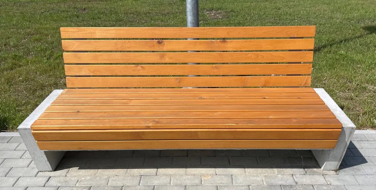 Casa Padrino banco de parque - banco urbano con respaldo natural / gris 200 cm