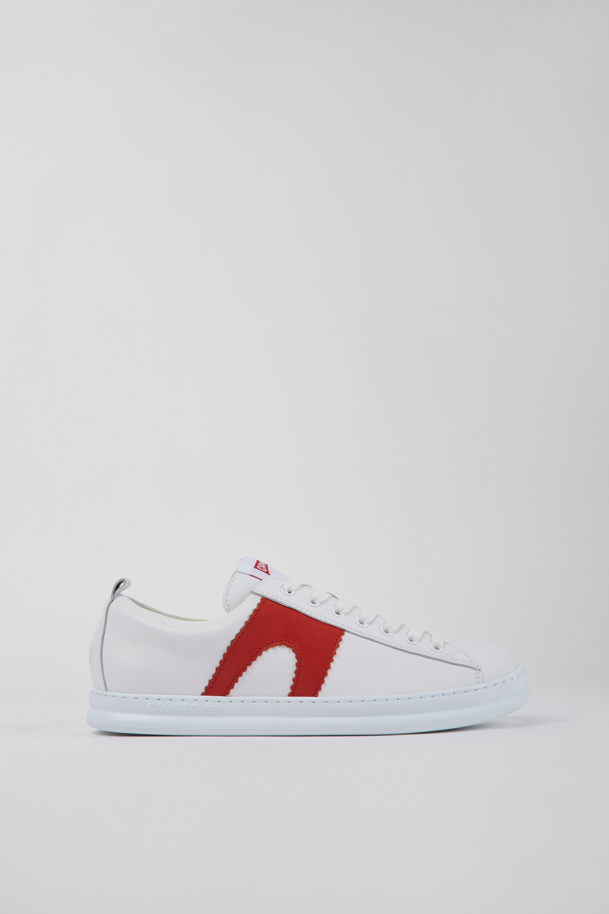 Runner - White and red leather sneakers for men