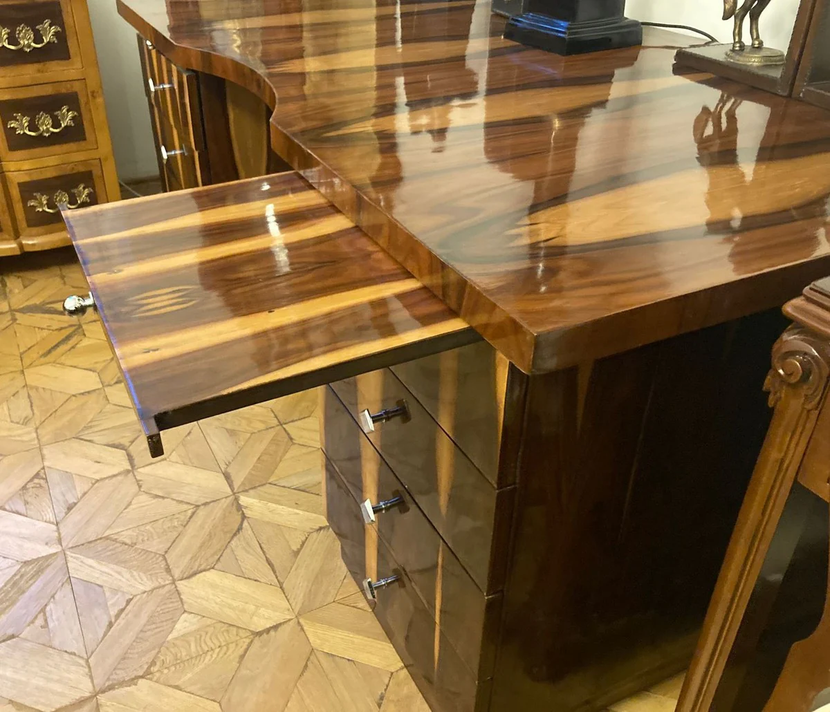 Casa Padrino escritorio Art Deco marr¨®n 180 x 90 x A. 81 cm - Mesa de oficina de madera maciza - Escritorio de computadora - Muebles de oficina - Muebles de lujo - Calidad de lujo