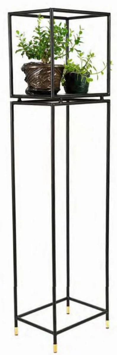 Casa Padrino estanter¨ªa de flores de lujo negro / lat¨®n 40 x 30 x A. 160 cm - Estanter¨ªa de plantas moderna de metal - Muebles de Sal¨®n