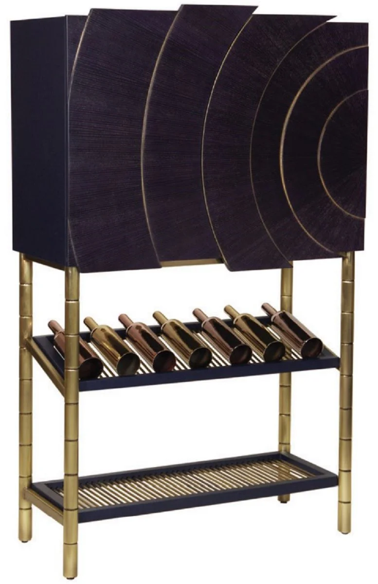 Casa Padrino armario bar de lujo negro / oro 100 x 44 x A. 160 cm - Armario del vino con 2 puertas - Armario de sal¨®n - Armario de bar - Muebles de Hotel