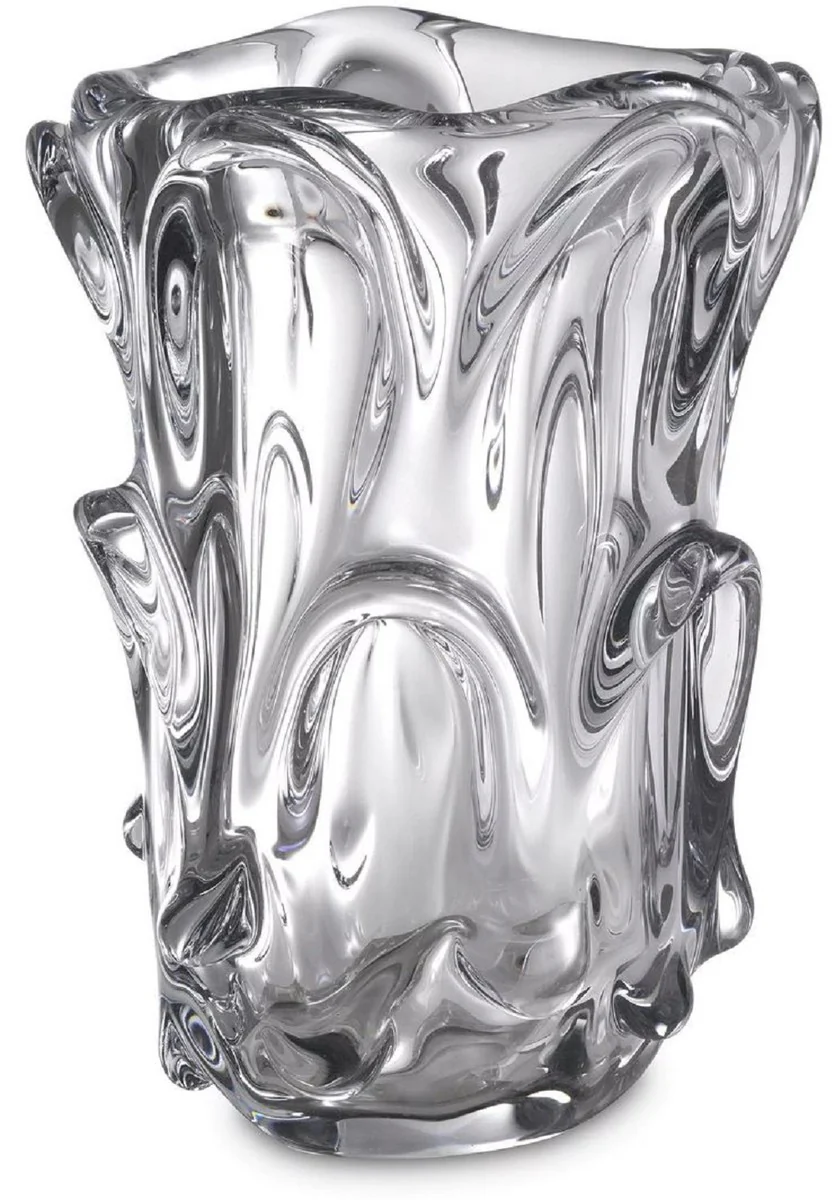 Casa Padrino florero de cristal de lujo transparente Ø 20 x A. 31 cm - Florero decorativo moderno - Accesorios Decorativos - Colección de Lujo