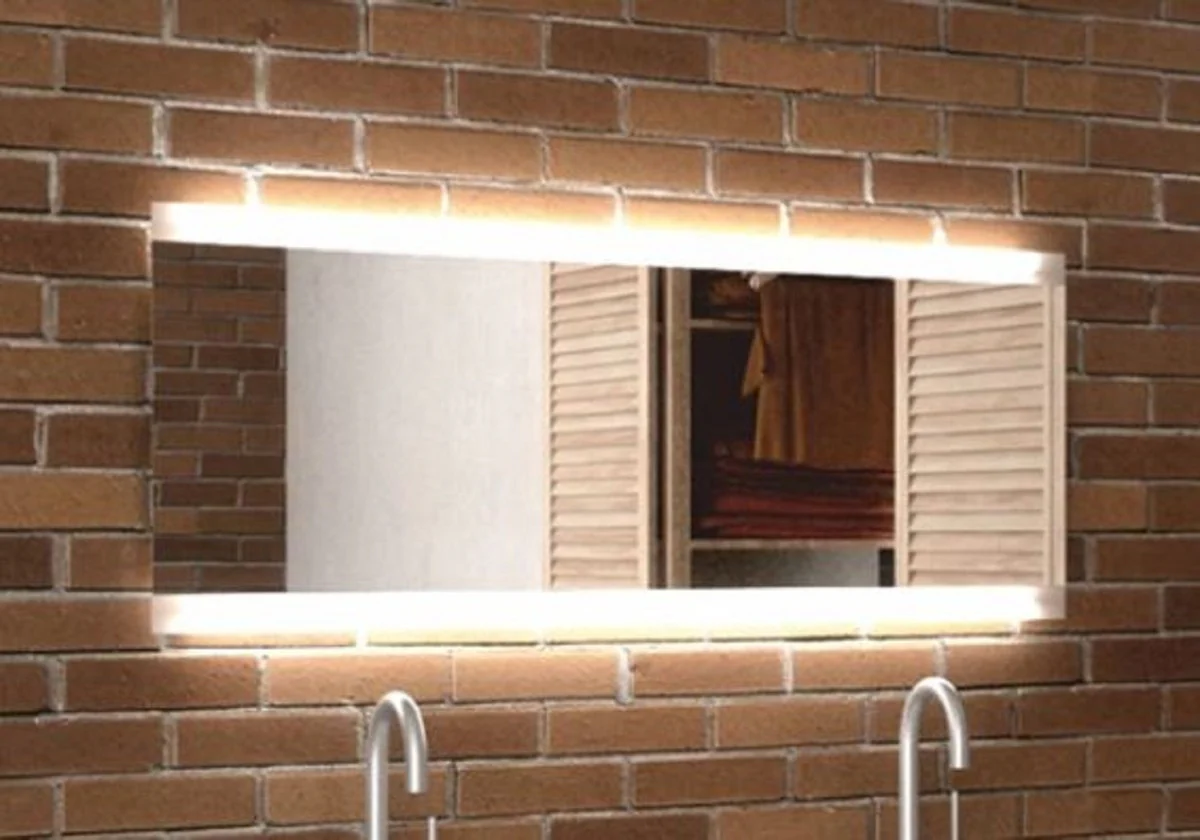 Casa Padrino espejo de baño de lujo 120 x 4 x A. 50 cm - Espejo de pared con retroiluminación LED - Muebles de baño - Accesorios de baño - Muebles de lujo