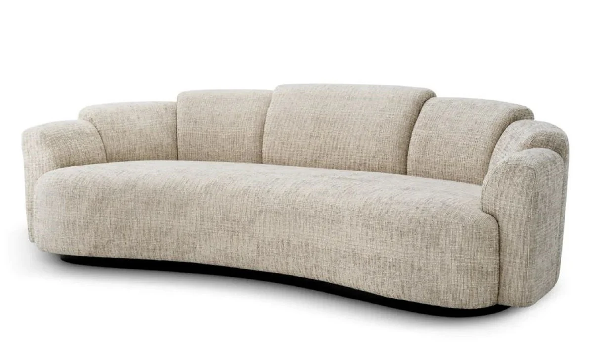 Casa Padrino Sof¨¢ de Lujo Beige / Negro 232 cm - Muebles de Hotel y Sal¨®n