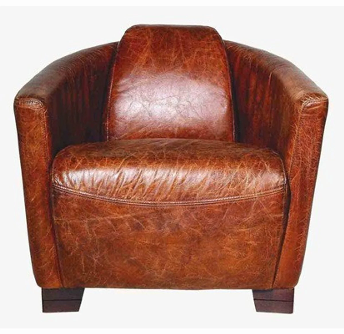 Art Deco leather armchair Ebony Leather / Cigar - Brown - Club Chair - Lounge chair