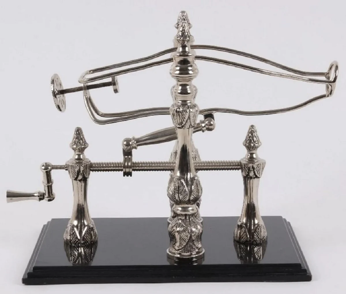 Casa Padrino soporte de vino Art Nouveau plata / negro 40 cm - Soporte para botellas de vino con base de m¨¢rmol