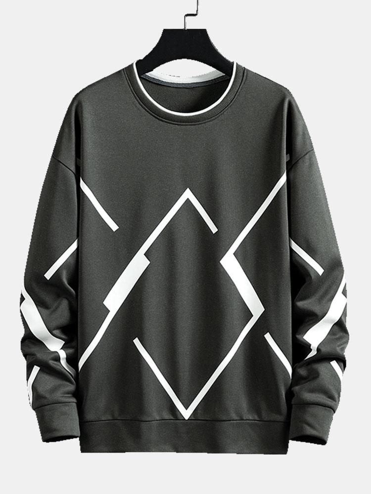 Geometric Print Crew Neck Sweatshirt
