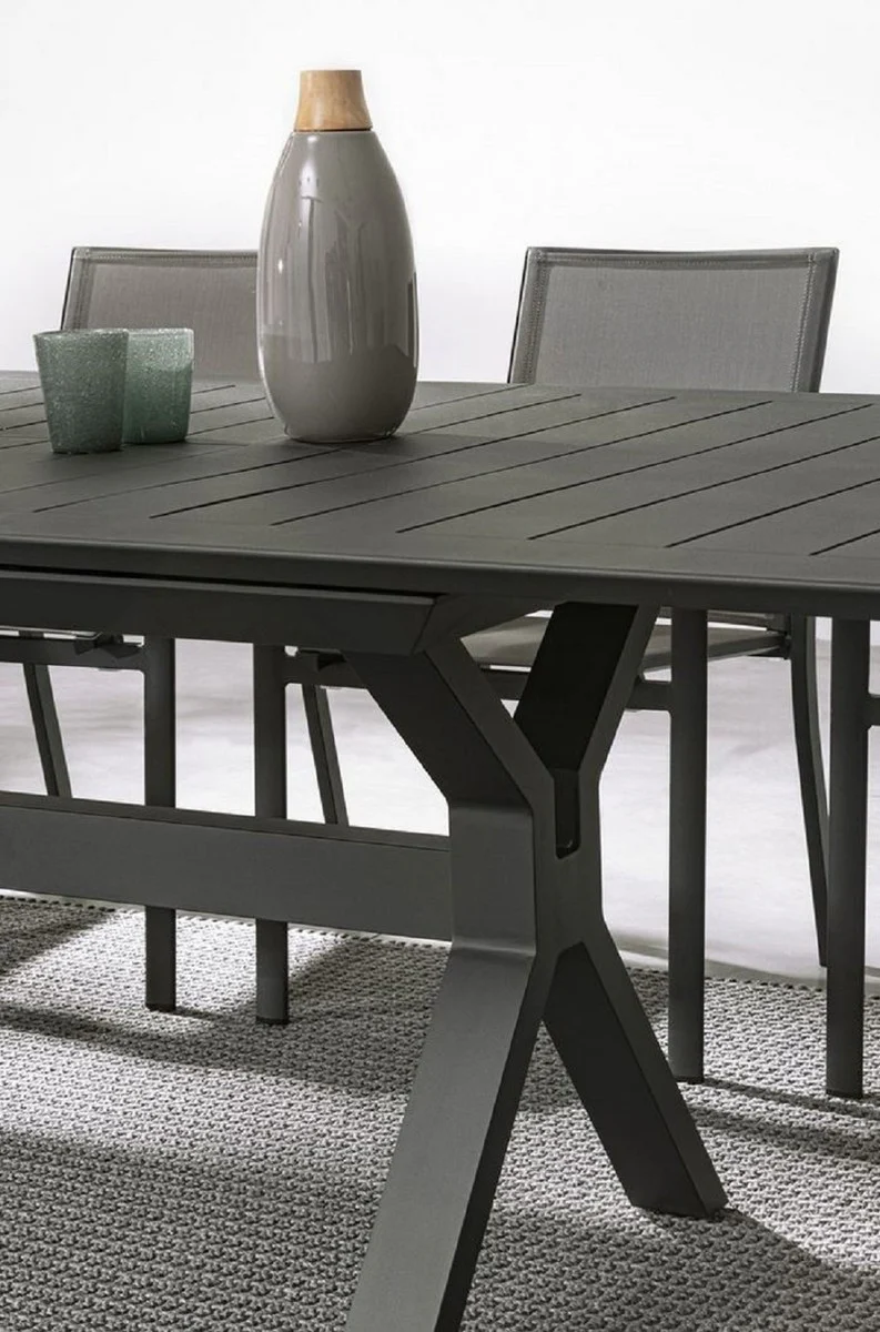 Casa Padrino mesa de jardín de lujo antracita 200-300 x 110 x A. 76 cm - Mesa de comedor extensible de aluminio con recubrimiento en polvo - Mesa de jardín y terraza - Muebles de jardín y terraza