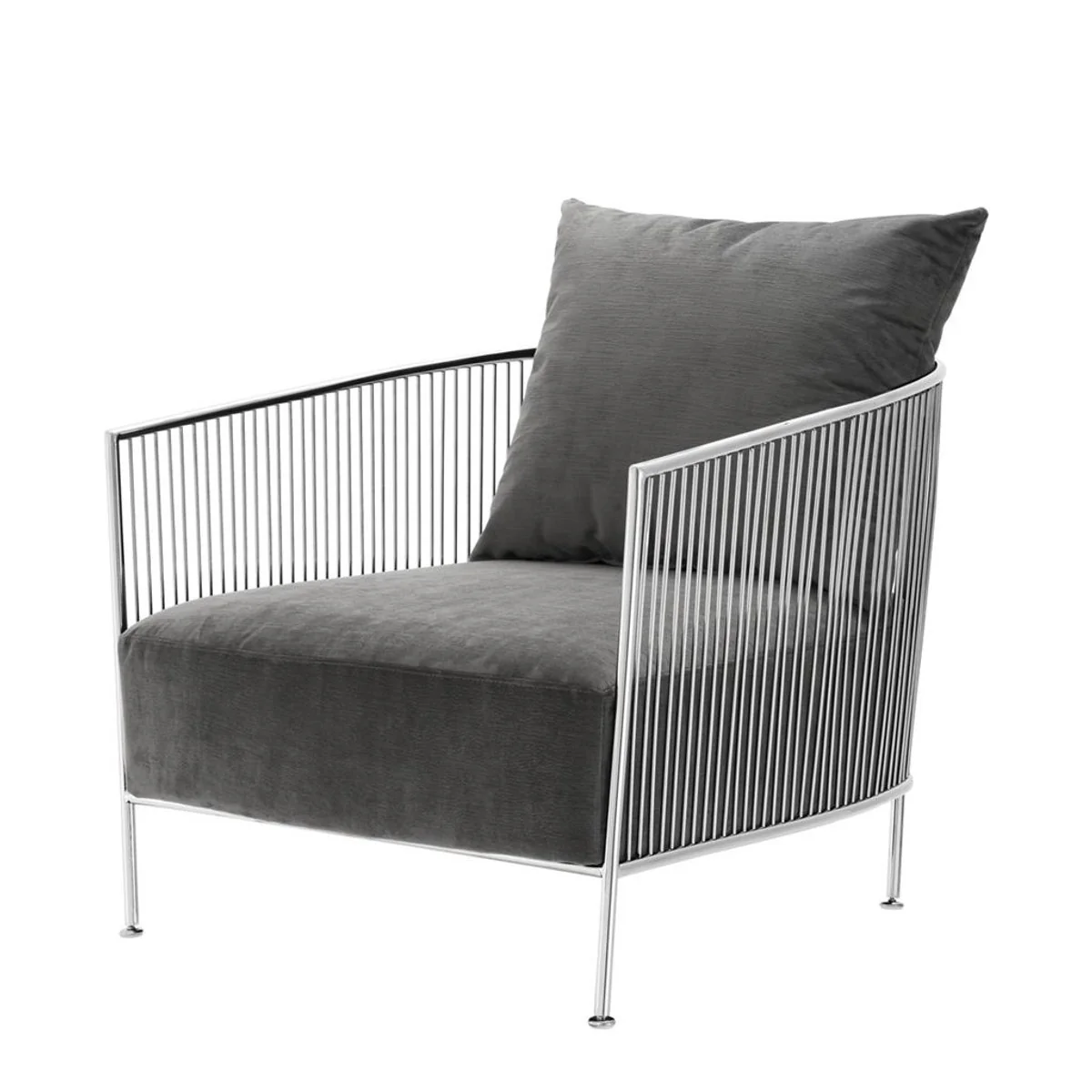 Sillón de lujo Casa Padrino Gris / Plateado 69 x 77 x H 78 cm - Designer Hotel Furniture