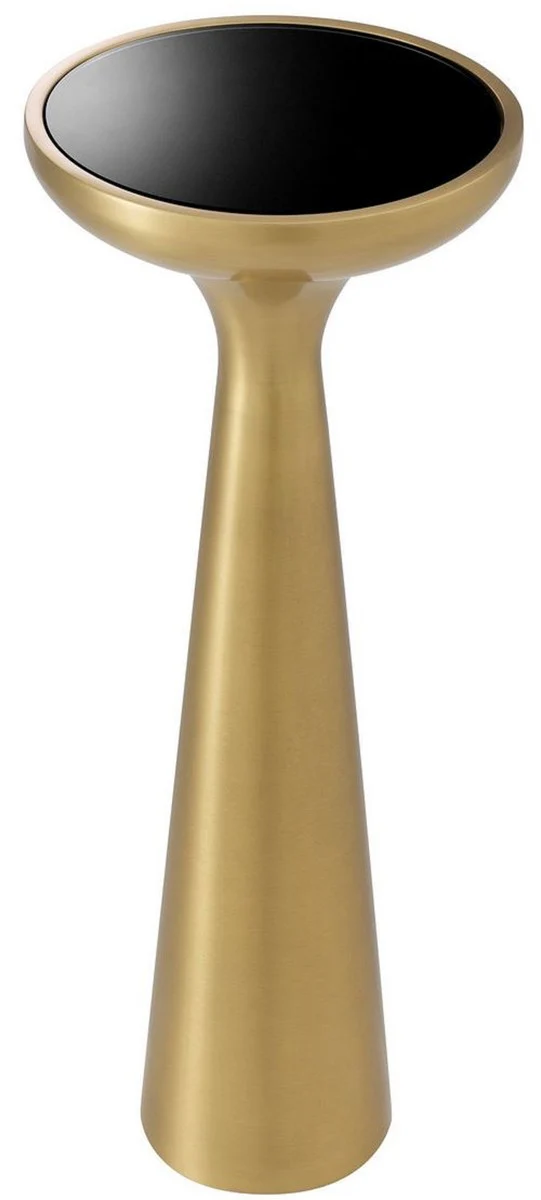 Casa Padrino mesa auxiliar de lujo lat¨®n / negro ? 29 x A. 71,5 cm - Mesa redonda de acero inoxidable con sobre de vidrio - Muebles de Sal¨®n