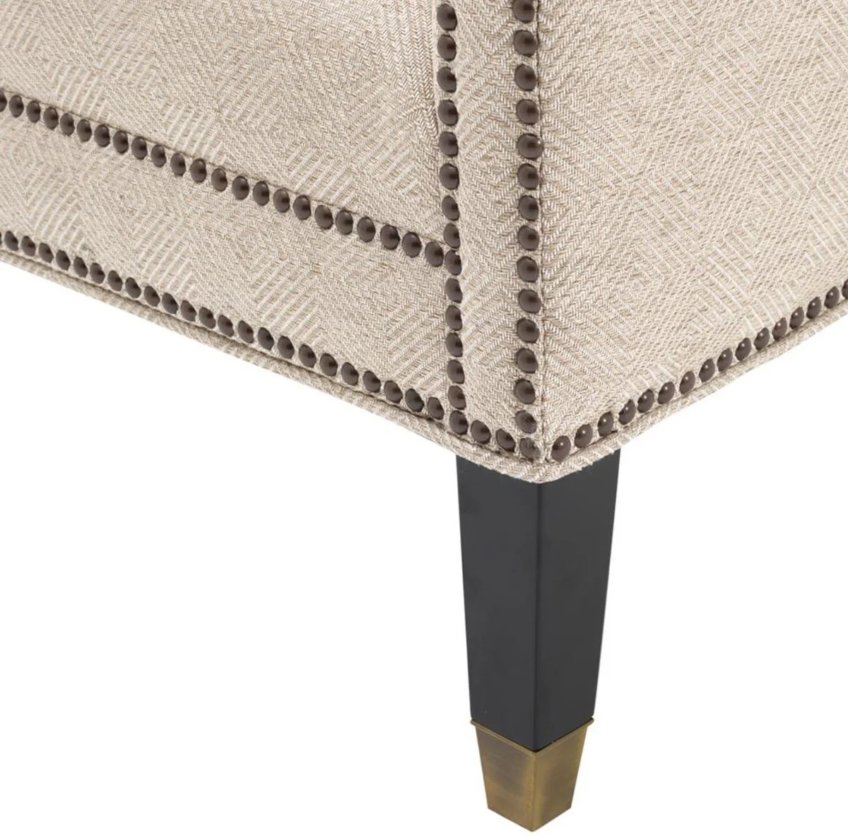 Casa Padrino sof¨¢ de lujo arena / negro / lat¨®n antiguo 210 x 80 x H. 75 cm - Muebles de Sala