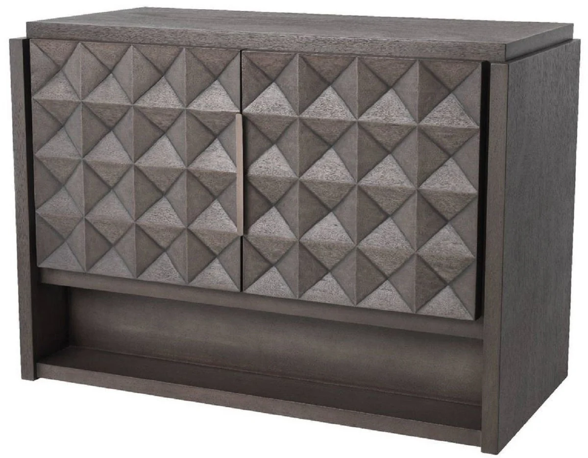 Casa Padrino aparador de lujo moca / bronce 115 x 56 x A. 83 cm - Armario de madera maciza con 2 puertas y efecto 3D en los frentes - Muebles de Lujo