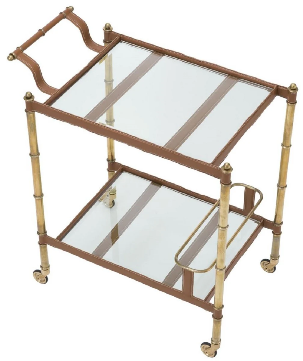Casa Padrino carrito de servicio de lujo lat¨®n vintage / marr¨®n 74 x 44,5 x A. 84 cm - Carrito para Restaurante Hotel Catering - Accesorios de Lujo