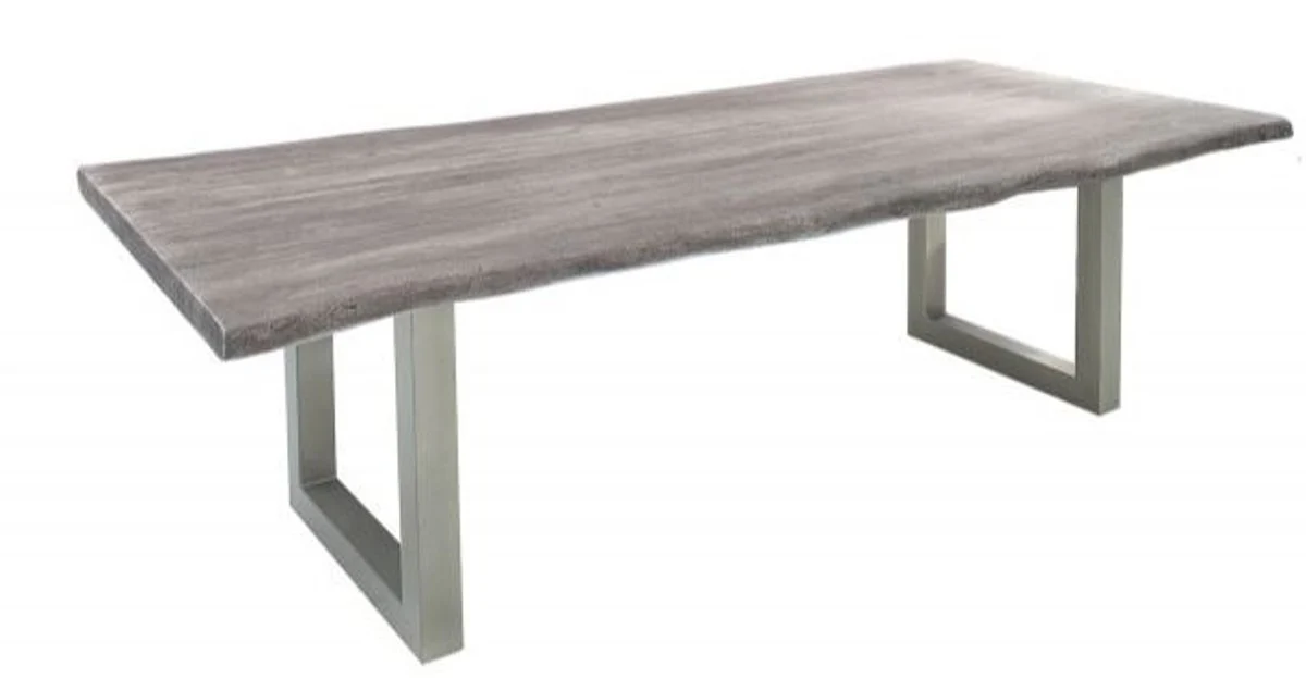 Casa Padrino Designer Mesa de comedor de madera maciza gris - Acacia - 200 x 100 x H.77 cm - Hecho de madera maciza de acacia