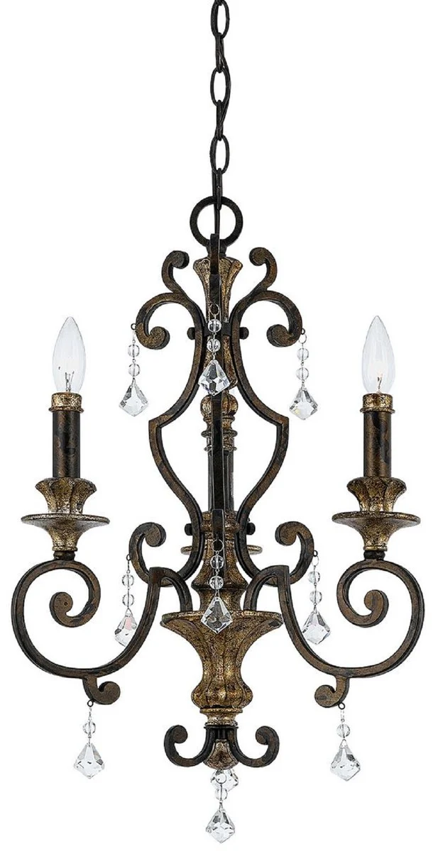 Casa Padrino lámpara de araña barroco de cristal bronce / oro antiguo Ø 46 x A. 61 cm - Magnífico lámpara de araña de estilo barroco - Lámparas de araña de salón - Muebles barrocos