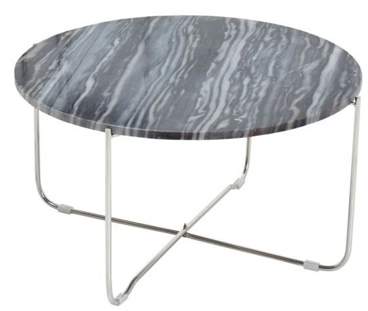 Mesa auxiliar de diseño Casa Padrino con tapa de mármol Ø 60 cm gris / plateado H. 33 cm - único
