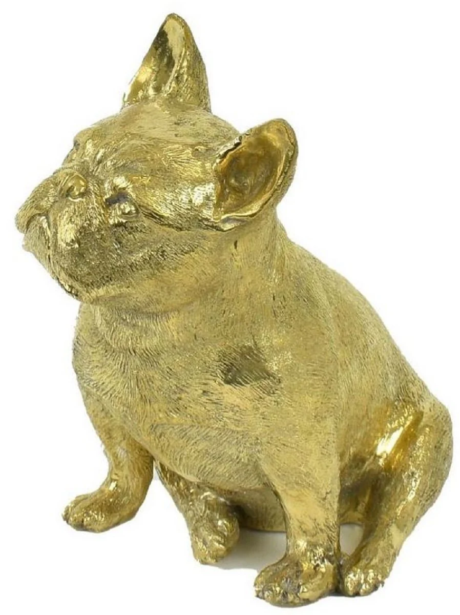 Casa Padrino figura de bronce de lujo perro bulldog oro 21 x 15 x A. 22 cm - Escultura de Bronce - Figura de Decoración - Accesorios de Decoración de Lujo