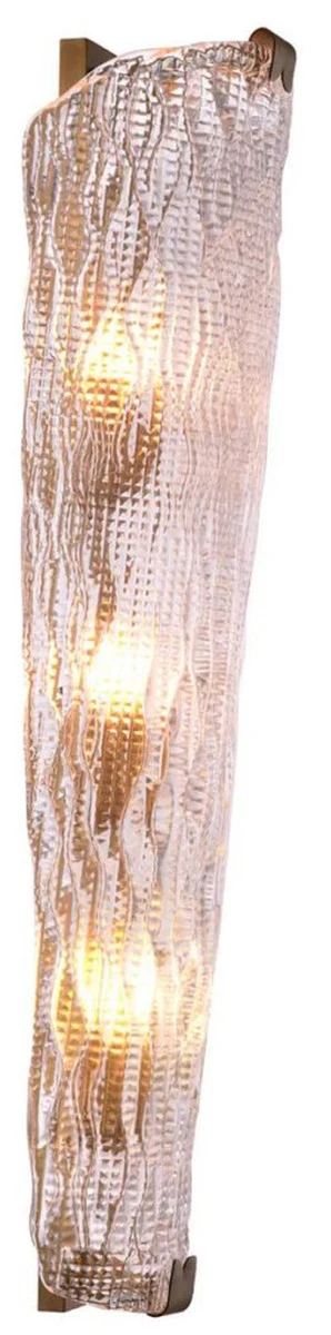 Casa Padrino lámpara de pared de lujo latón antiguo 20 x 14,5 x A. 62,5 cm - Lámpara de pared de salón con pantalla de vidrio hecha a mano - Iluminación de lujo - Interior de lujo