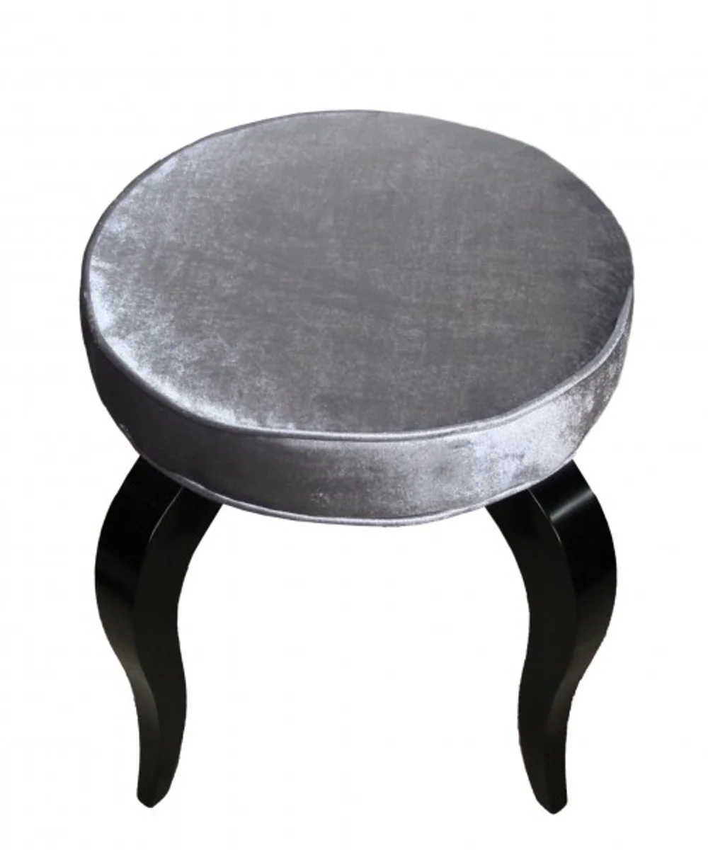 Casa Padrino barroco Foot Stool Negro / Gris - taburete redondo dise?ador - calidad de lujo