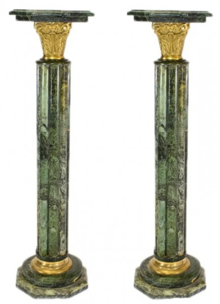 Casa Padrino Baroque marble columns Set Green / Gold - marble column (2 pcs)