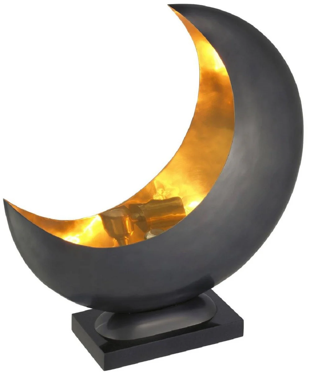 Casa Padrino lámpara de mesa de diseño gris antracita / latón 48 x A. 53 cm - Lámpara de mesa moderna con base de granito - Lámpara de salón