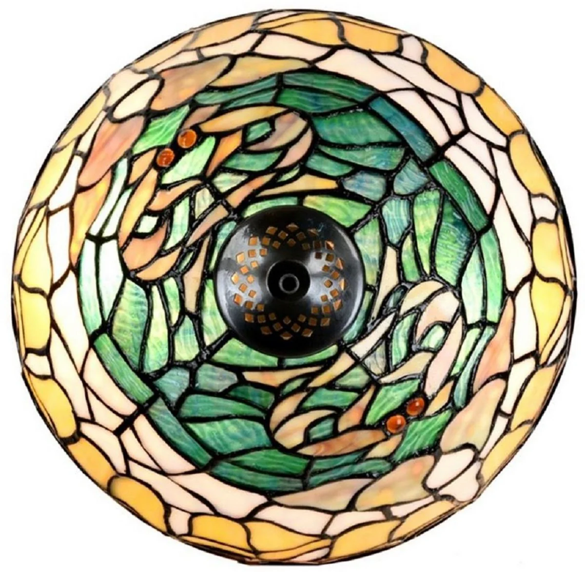 Casa Padrino lámpara de mesa Tiffany de lujo multicolor / bronce Ø 30 x A. 46 cm - Lámpara de escritorio - Lámpara de taburete - Luz decorativa de salón - Luz decorativa escritorio - Luces Tiffany