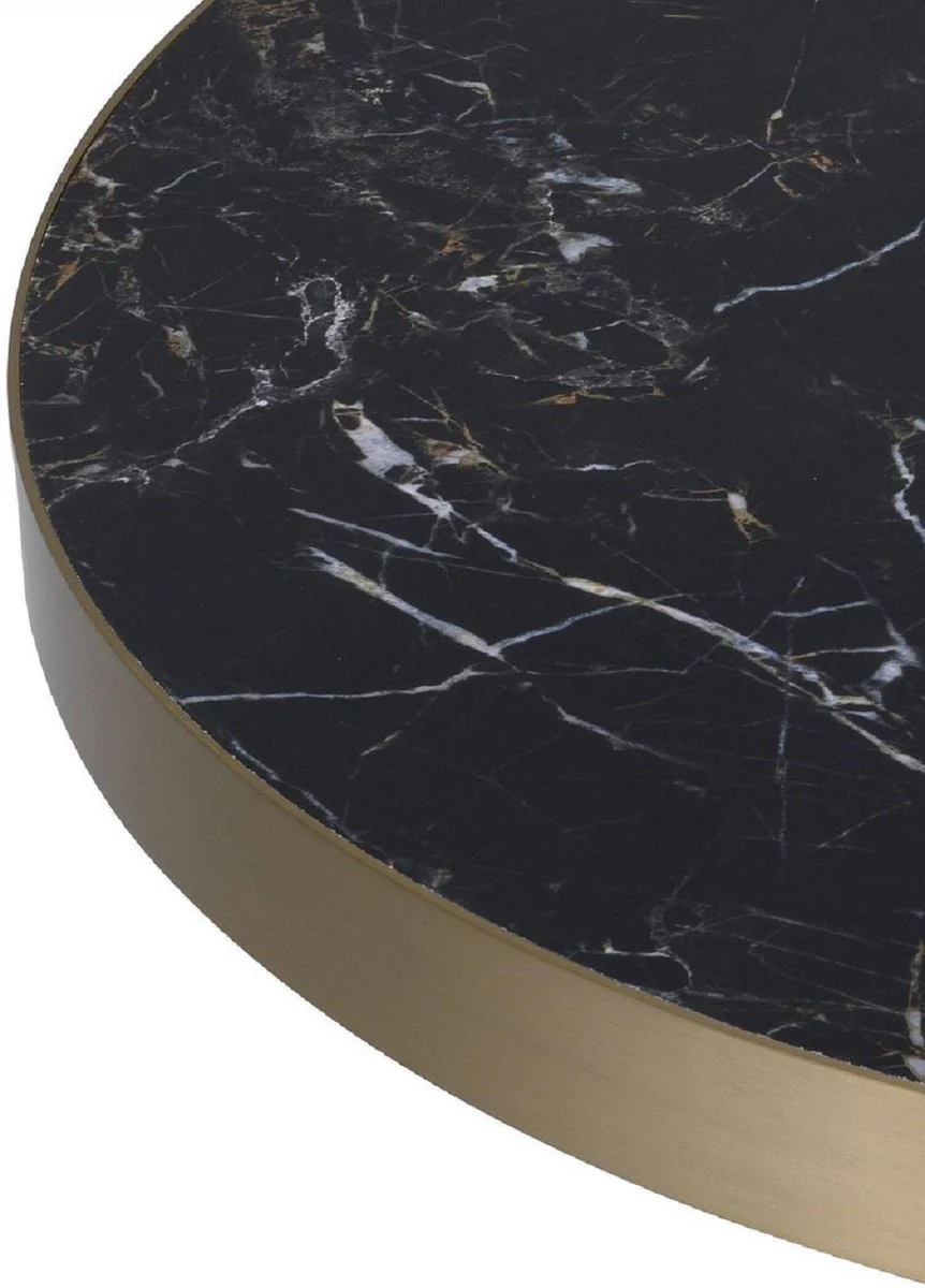 Casa Padrino mesa de centro de lujo negro / blanco / lat¨®n ? 89 x A. 55,5 cm - Mesa de sal¨®n redonda de acero inoxidable con 2 placas de cer¨¢mica semicirculares - Muebles de sal¨®n - Muebles de Lujo